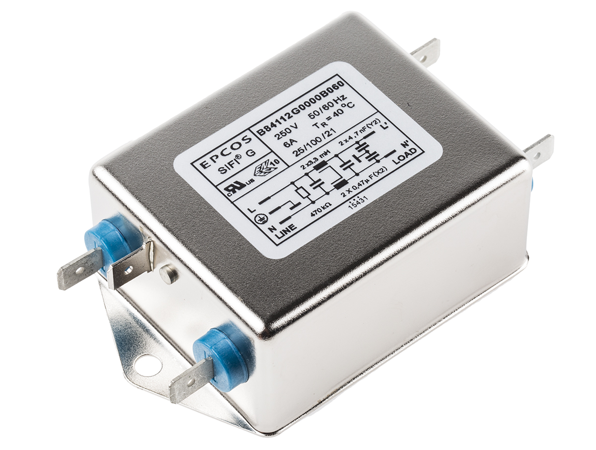 EPCOS, B84112G 6A 250 V ac 50 → 60Hz, Chassis Mount EMC Filter, Screw, Single Phase