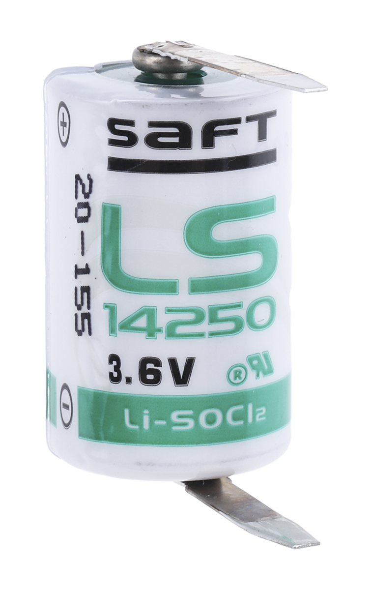 Saft Lithium Thionyl Chloride 3.6V, 1/2 AA Battery