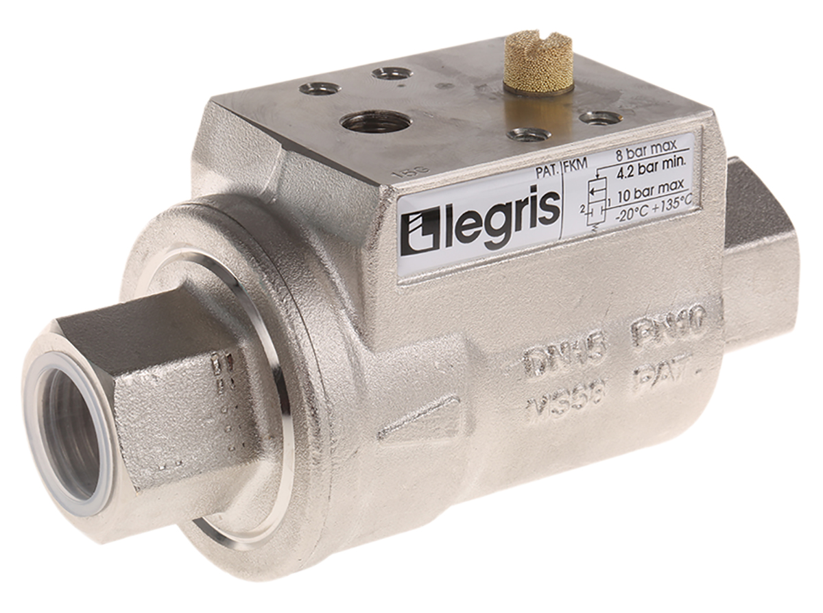 Legris Axial type Pneumatic Actuated Valve, G 1/2in, 10 bar