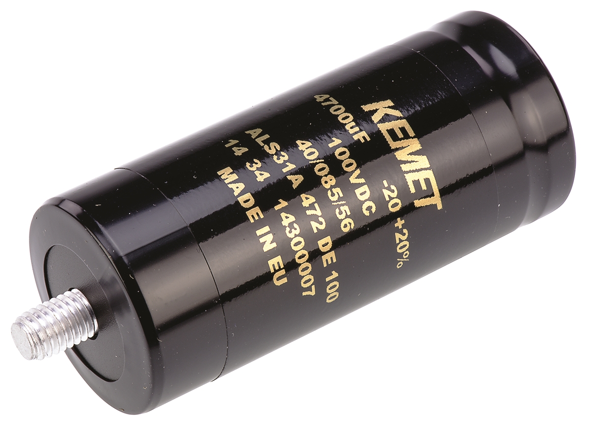 KEMET 4700μF Aluminium Electrolytic Capacitor 100V dc, Screw Terminal - ALS31A472DE100