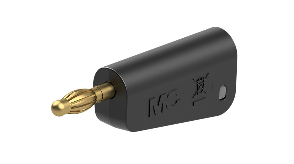 Staubli Black Plug Banana Plug, 4 mm Connector, Solder Termination, 32A, 30 → 60V, Gold Plating