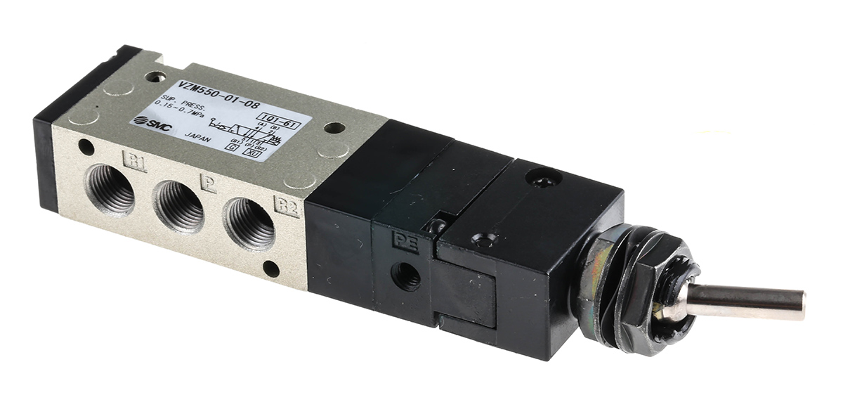 SMC Toggle Lever 5/2 Pneumatic Manual Control Valve VZM500 Series, Rc 1/8, 1/8in, III B