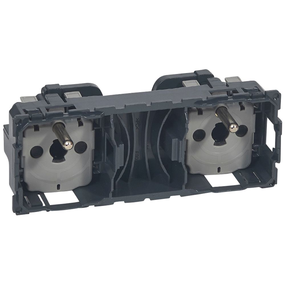 Legrand 0671 Black 2 Gang Plug Socket, 2 Poles, 16A, Indoor Use