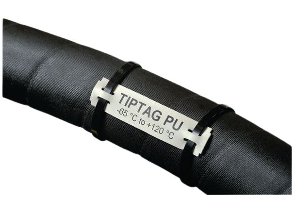 HellermannTyton TIPTAG Cable Tie Cable Marker, White, Pre-printed "TIPTAG PU", 556-25006 TTAGPU15X100WH-PUR-WH