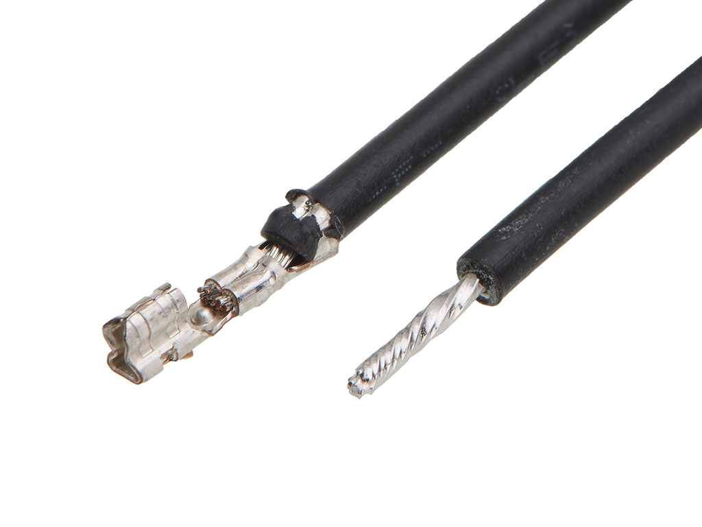 Molex Female Mini-SPOX to Pigtail Crimped Wire, 75mm, 26AWG, Black