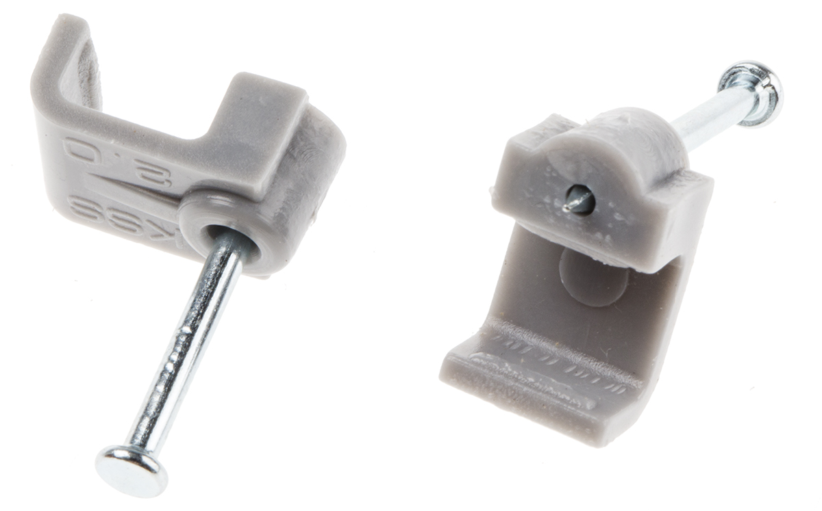 RS PRO Grey PE Rectangular cable clip, 1.5mm Max. Bundle