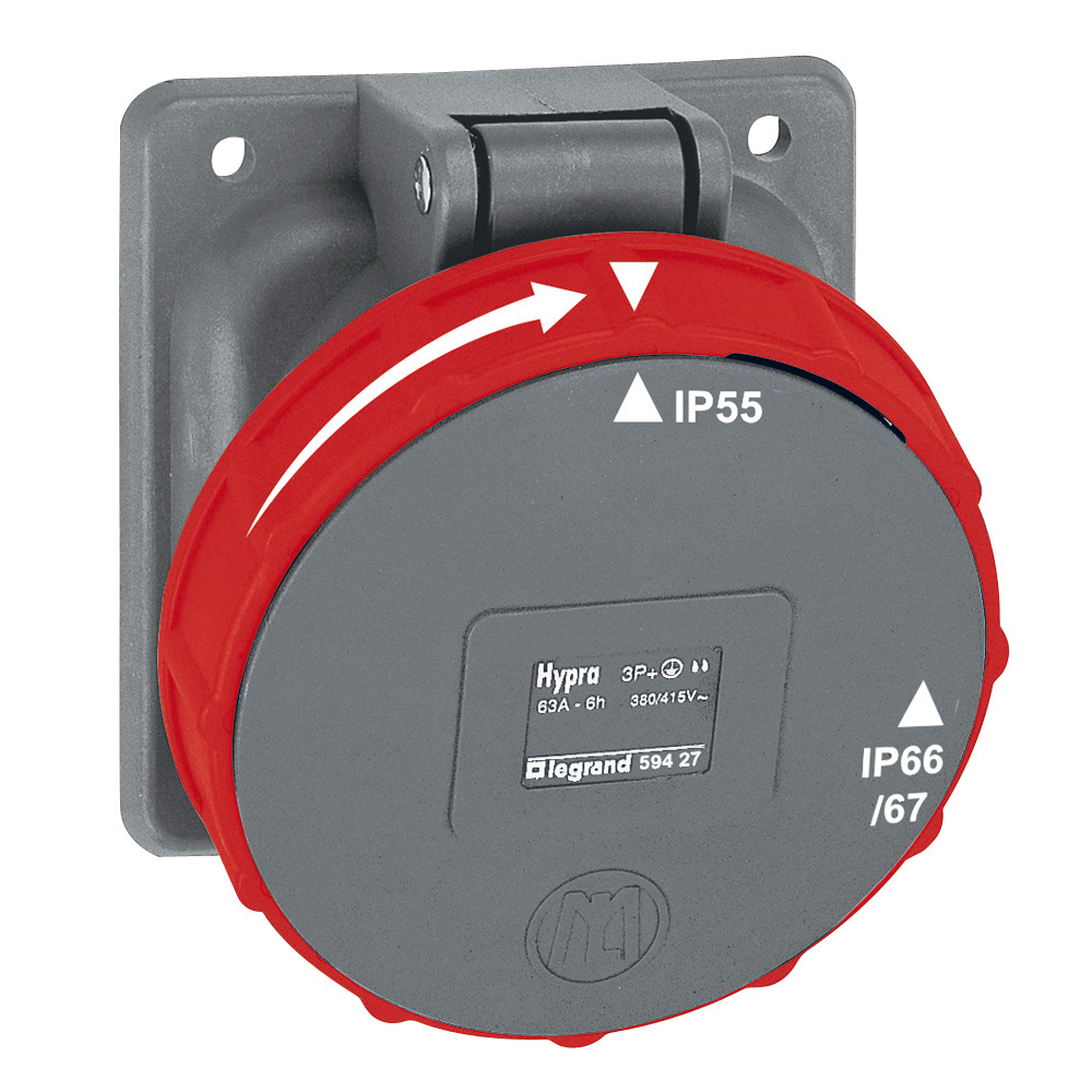 Legrand Power Socket, 4 Poles, 63A, Outdoor Use