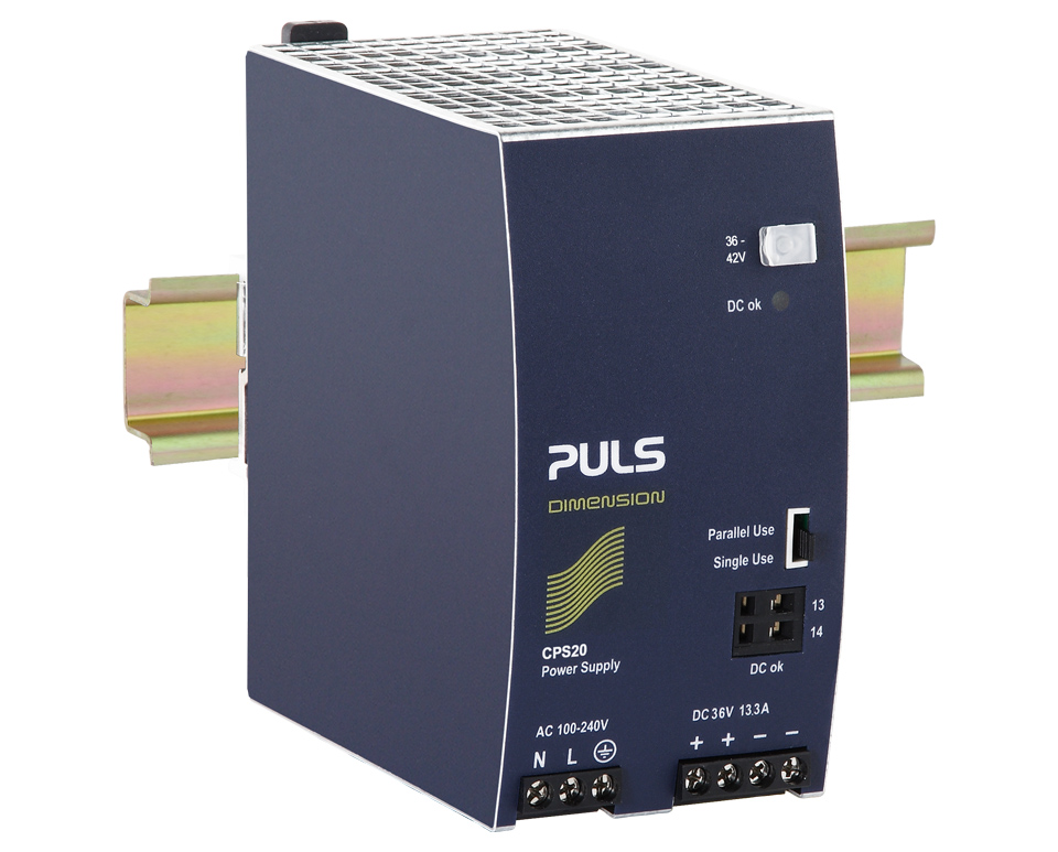 PULS CPS20 DIN Rail Power Supply, 240V ac Input, 36V dc Output, 13.3A Output, 576W
