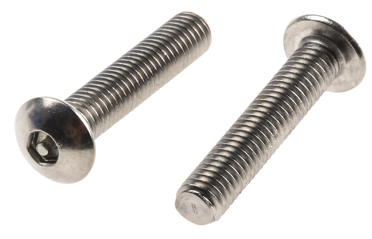 RS PRO Plain Button Stainless Steel Tamper Proof Security Screw, M5 x 25mm
