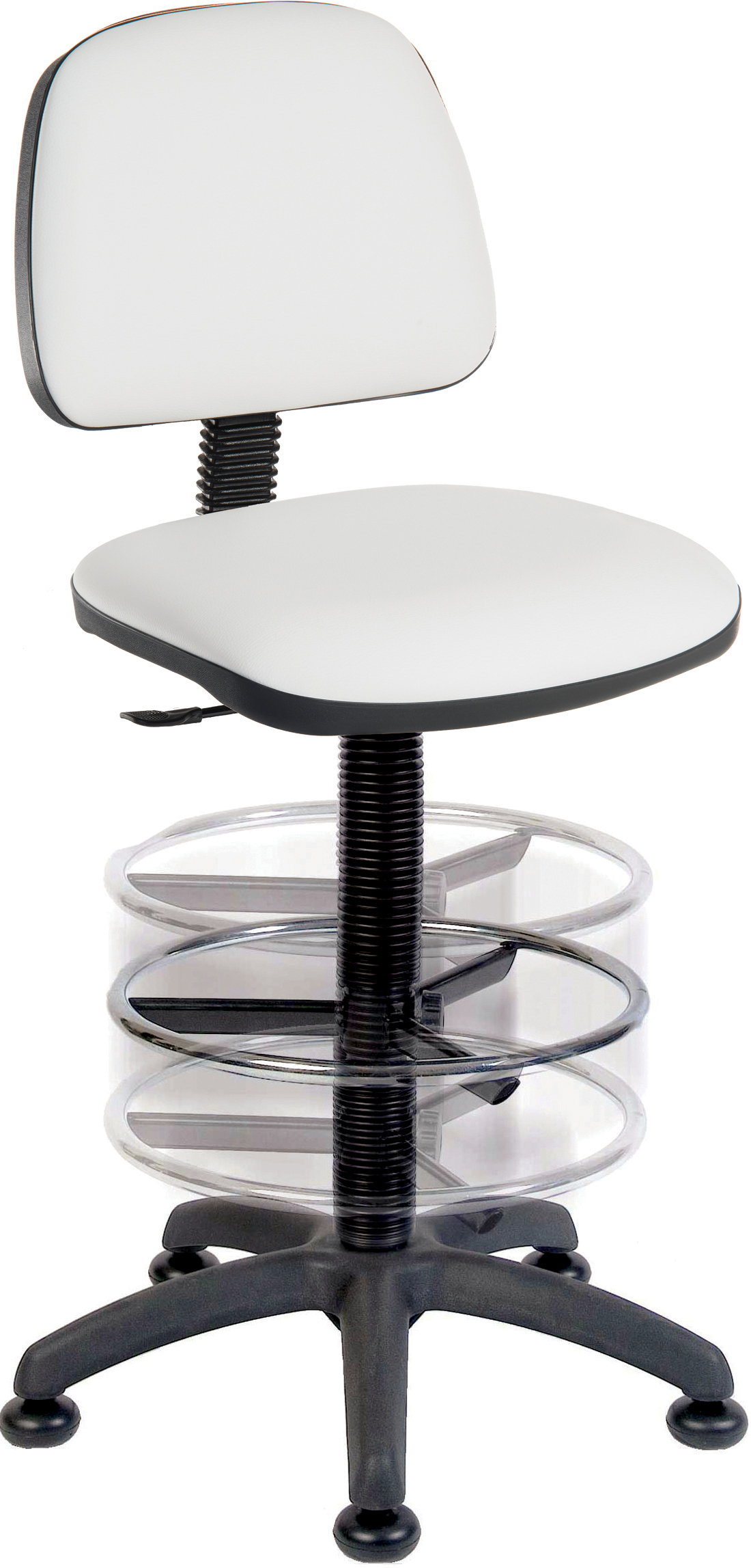 RS PRO White Polyurethane Drafting Chair, 90kg Weight Capacity