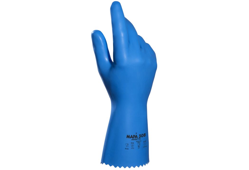 Mapa JERSETTE 308 Blue Natural Latex Work Gloves, Size 7