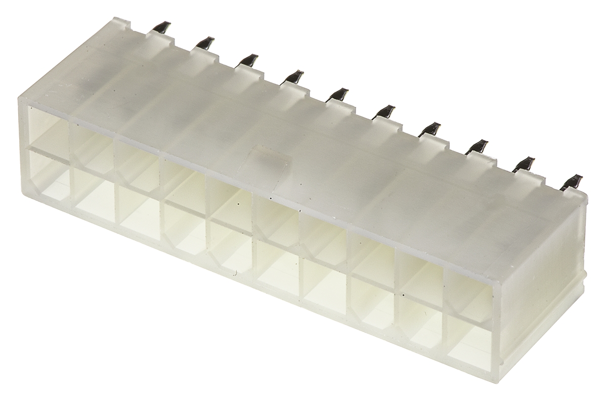 Molex Mini-Fit Jr Series Vertical Through Hole PCB Header, 20 Contact(s), 4.2 mm Pitch, 2 Row, Shrouded
