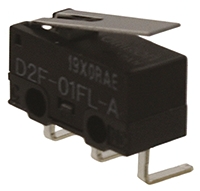 Omron Hinge Lever Micro Switch, Right Angle PCB Terminal, 100 mA @ 30 V dc, SPDT, IP40