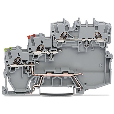 WAGO 2000-5317/101-000 TOPJOB S Series Grey, 1mm², 3-Level, Push-In Cage Clamp Termination