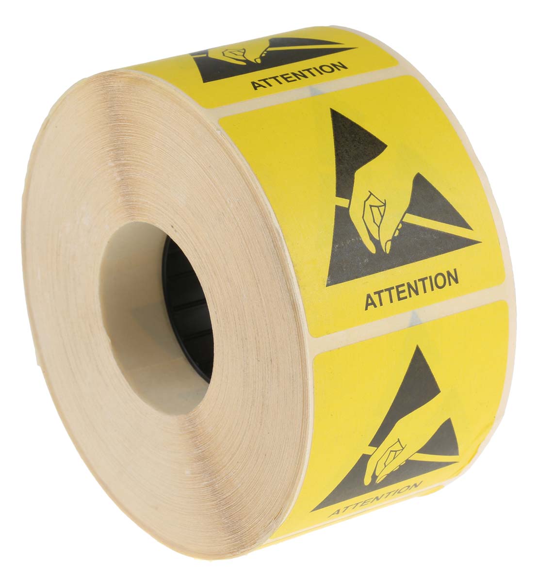 RS PRO Yellow Paper ESD Label, Attention-Text 50 mm x 50mm