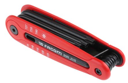 Facom 8-Piece Torx Key Set, Folding Shape, Short Arm