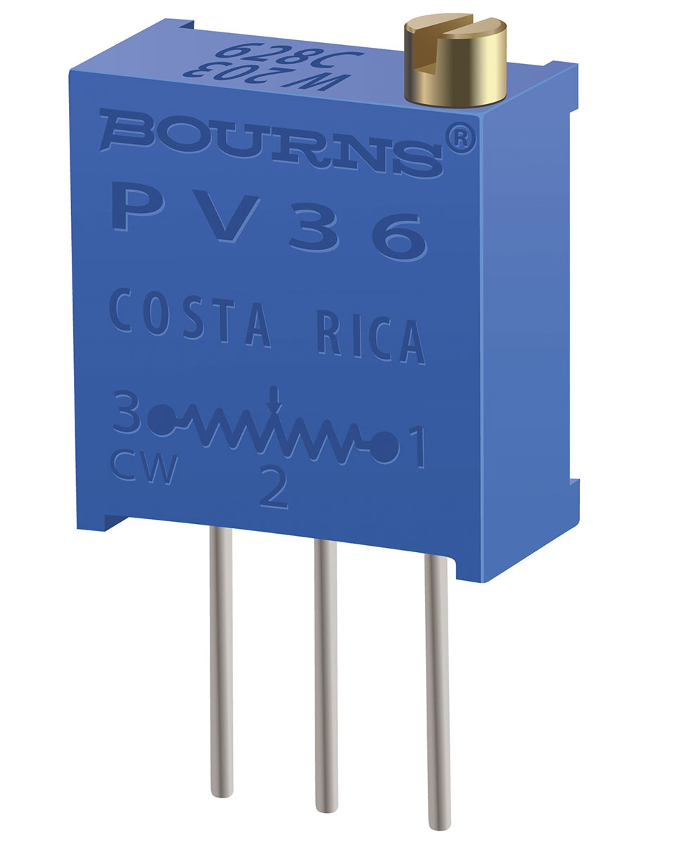 1kΩ, Through Hole Trimmer Potentiometer 0.5W Top Adjust Bourns, PV36
