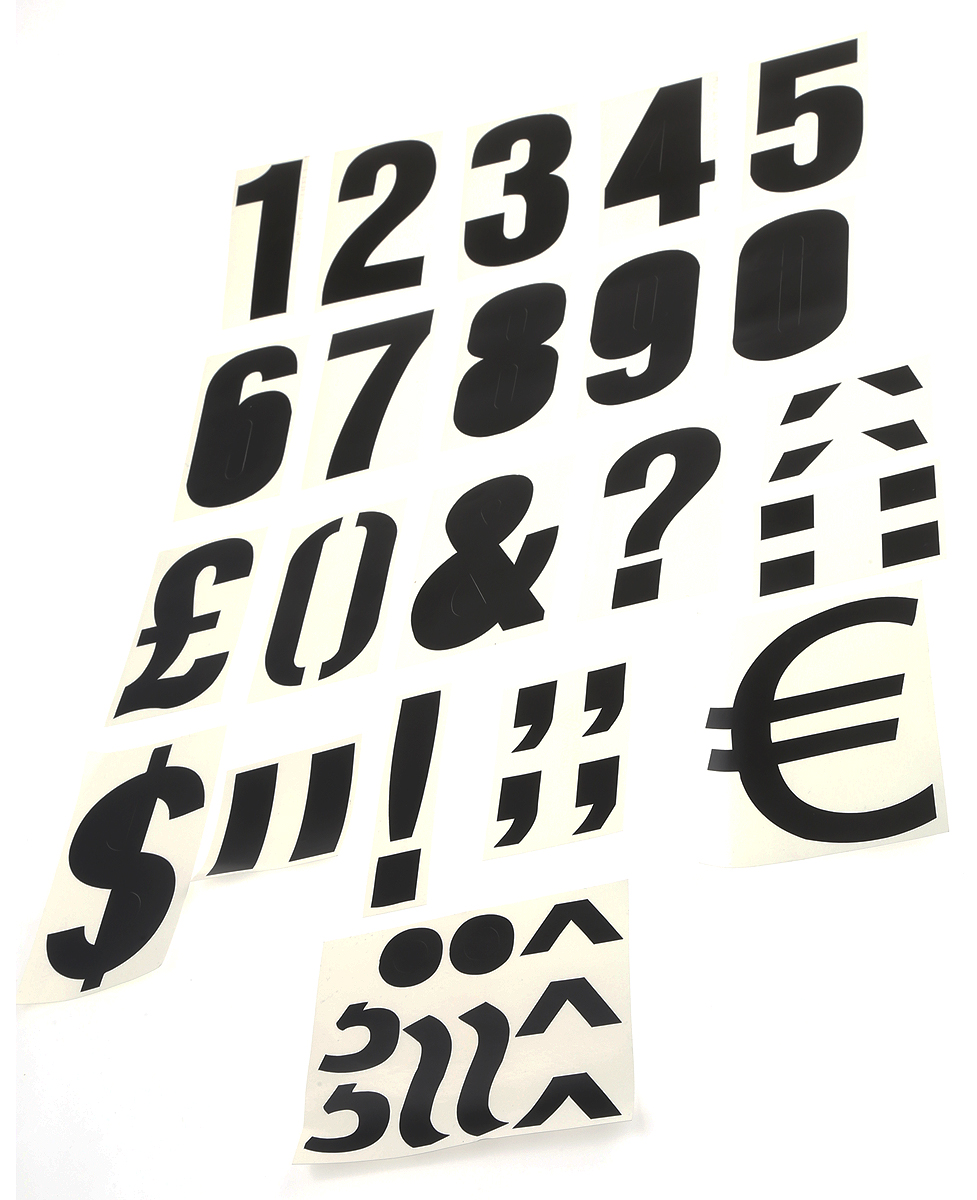 RS PRO Black Self Adhesive Numbers, 100mm Character Height