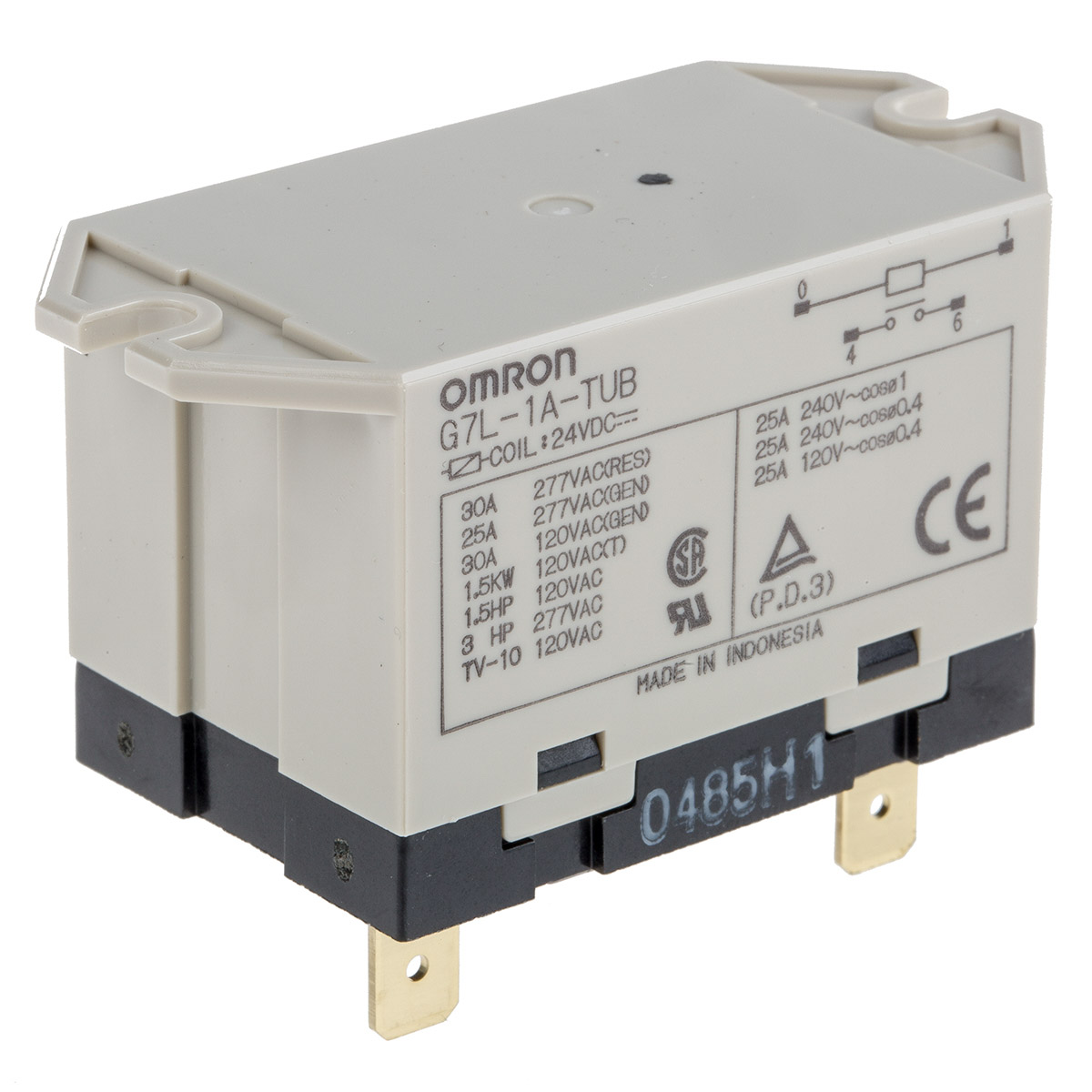 Omron Flange Mount Power Relay, 24V dc Coil, 30A Switching Current, SPST