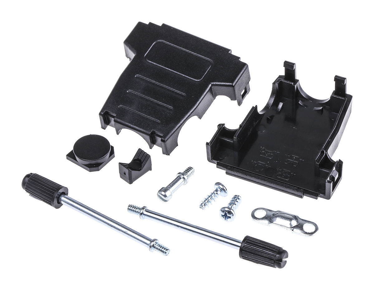 MH Connectors MHDSSK-T/P Series ABS Angled, Straight D Sub Backshell, 15 Way, Strain Relief