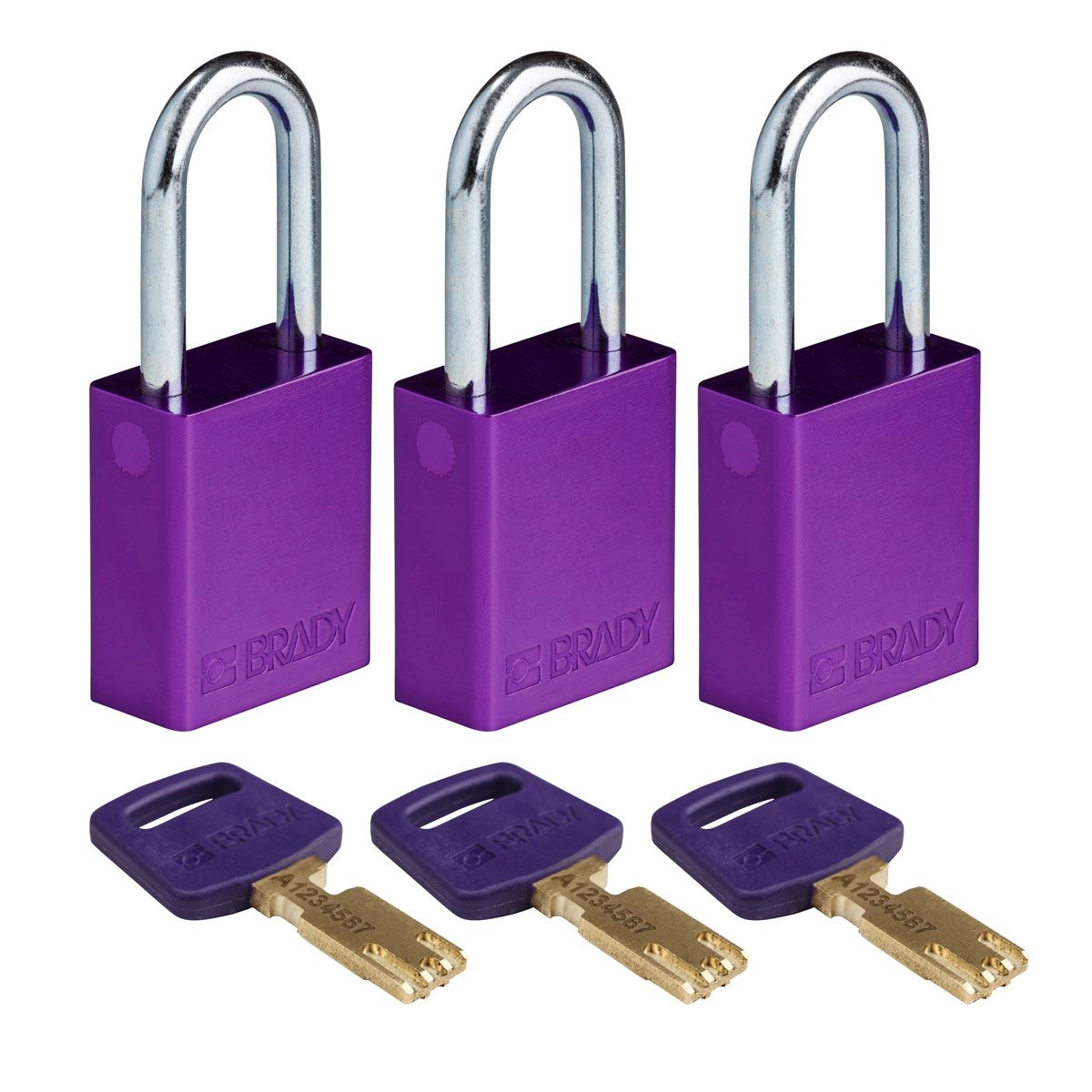 Brady LOTO-99 Padlock Anodised Aluminium, Steel Safety Padlock, Keyed Alike, 6.35mm Shackle, 38.00mm Body
