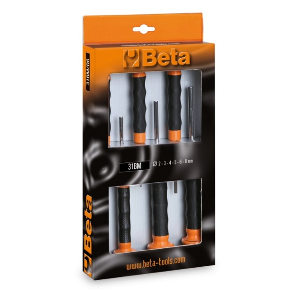BETA 6-Piece Punch Set, 2 mm, 3 mm, 4 mm, 5 mm, 6 mm, 8 mm Shank, 235 mm Overall