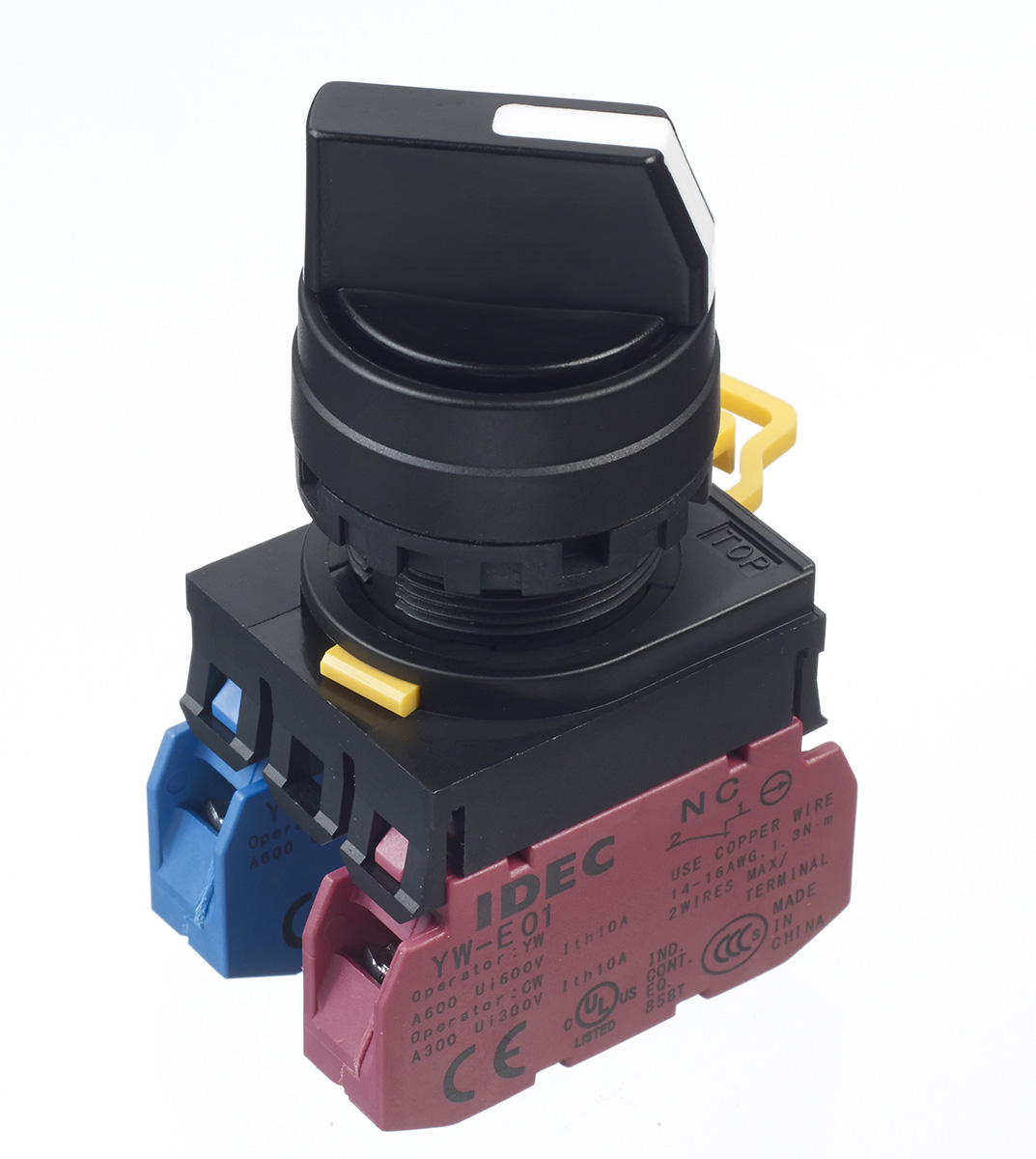 Idec Spring Return Selector Switch - (SPDT) 22mm Cutout Diameter, Illuminated 2 Positions