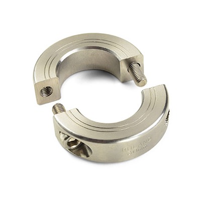 Ruland Shaft Collar, Two Piece, Clamp, Bore 20mm, OD 40mm, W 15mm, 303 Stainless Steel