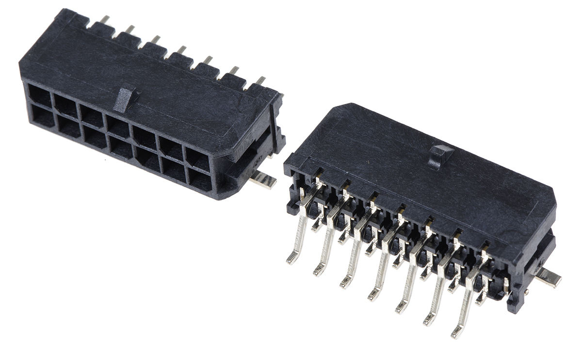 Molex Micro-Fit 3.0 Series Right Angle Surface PCB Header, 14 Contact(s), 3 mm Pitch, 2 Row, Shrouded