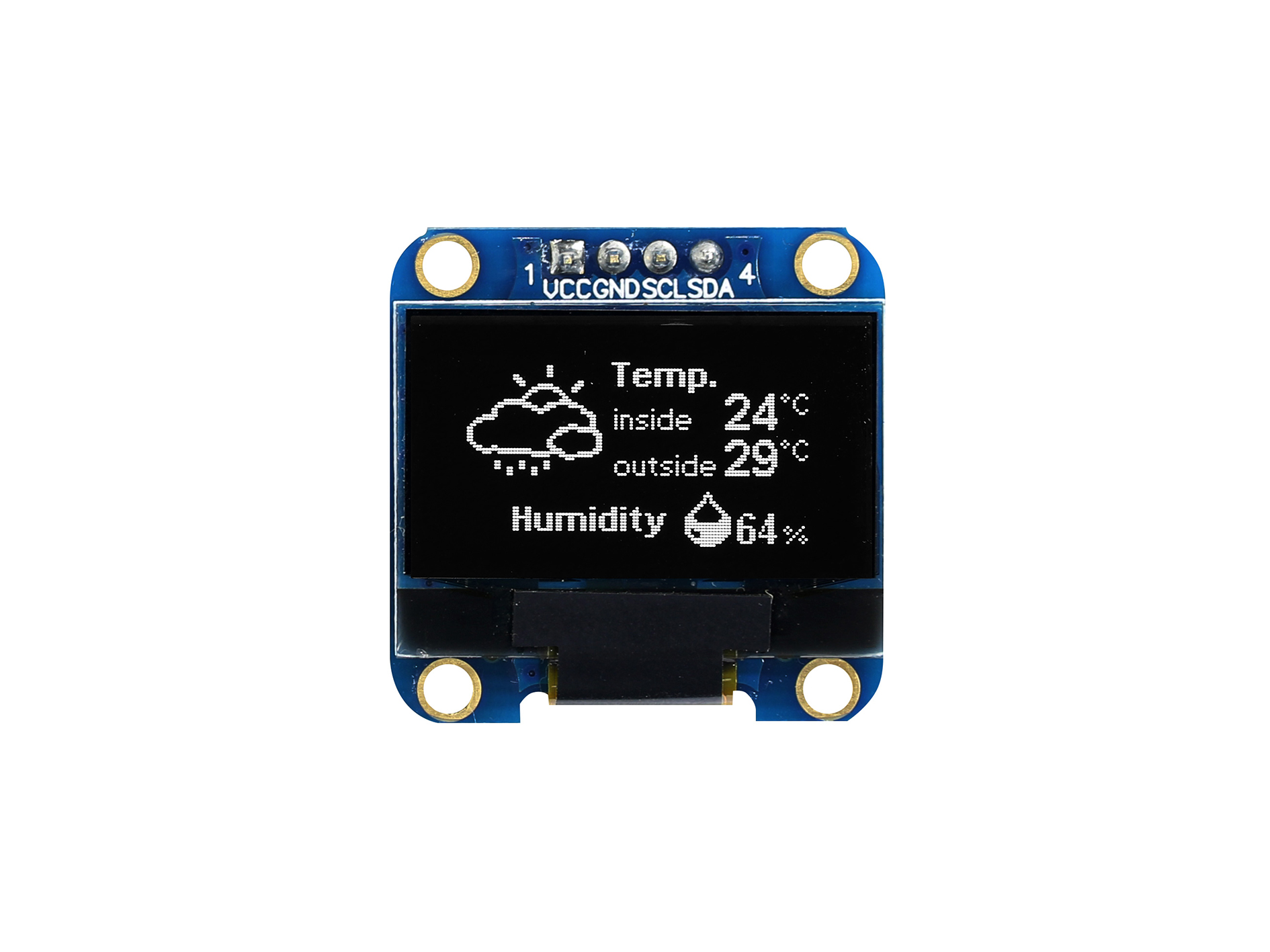 Midas 0.96in White Passive matrix OLED Display 128 x 64pixels COB I2C Interface