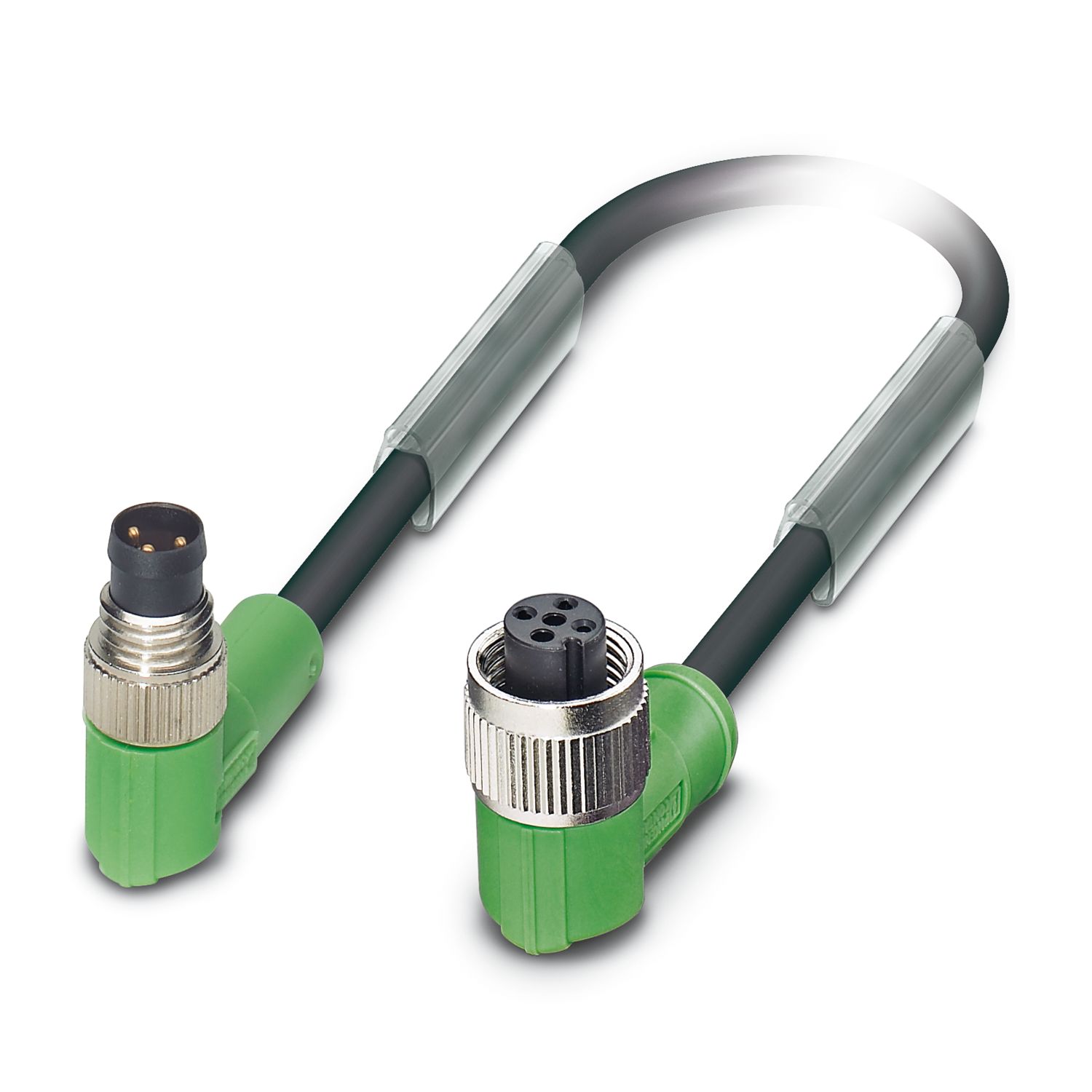 Phoenix Contact Male 3 way Threaded to Female 3 way Angled M12 Sensor Actuator Cable, 3 m