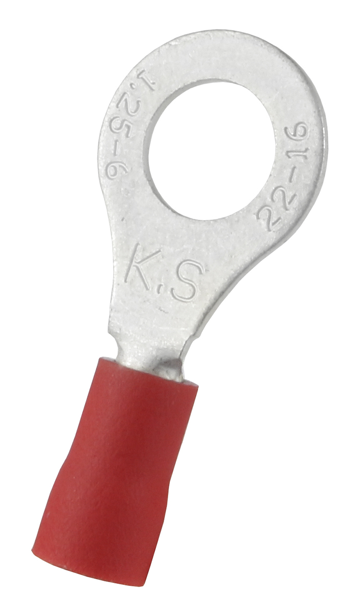 RS PRO Insulated Ring Terminal, 6.4mm Stud Size, 0.5mm² to 1.5mm² Wire Size, Red