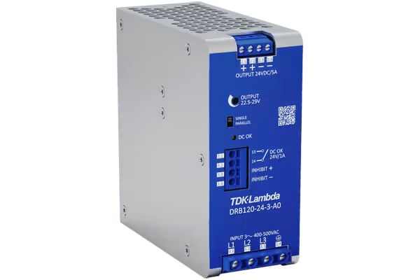 TDK-Lambda DRB120/240-3 DIN Rail Power Supply, 350 → 575V ac ac Input, 24V dc dc Output, 5A Output, 120W