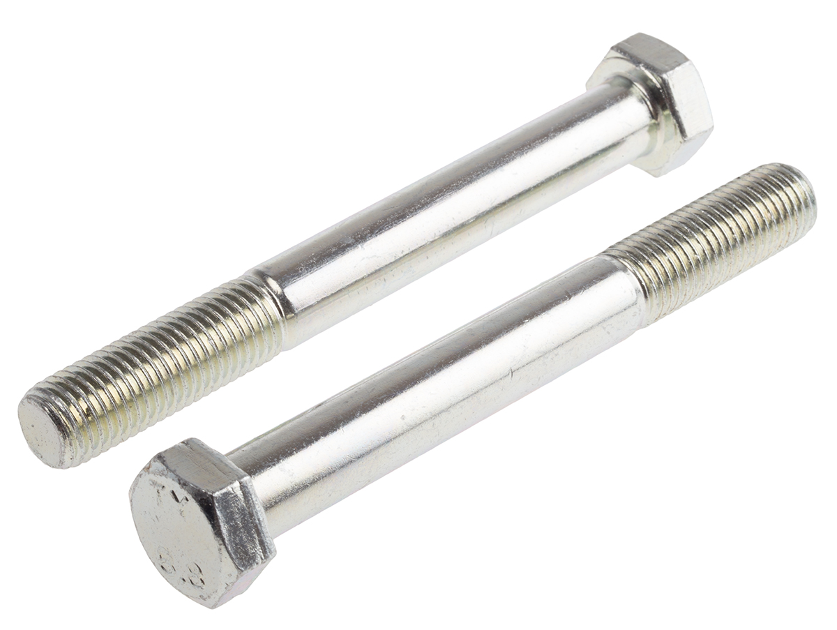 RS PRO Bright Zinc Plated Steel, Hex Bolt, M16 x 110mm