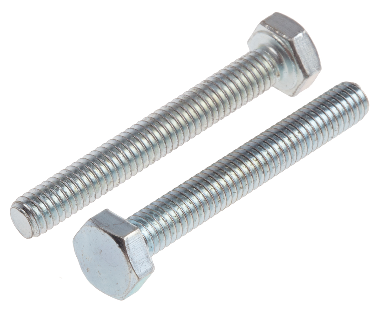 RS PRO Bright Zinc Plated Steel, Hex Bolt, M4 x 30mm