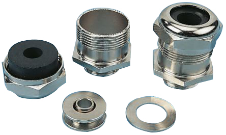 Agro Progress MS EMC Rapid Series Metallic Nickel Plated Brass Cable Gland, PG29 Thread, 23mm min., 25.5mm max., IP68,