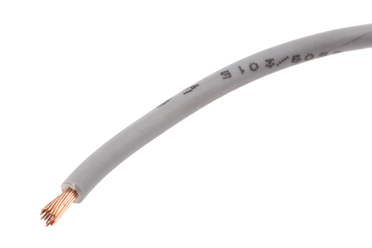 RS PRO Grey 1.5mm² Hook Up Wire, 16 AWG, 27/0.25 mm, 100m, PVC Insulation