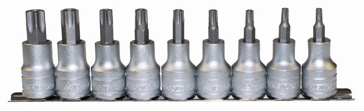 Teng Tools 9-Piece 1/2 in Bit Socket Set , Tamperproof Torx Bit