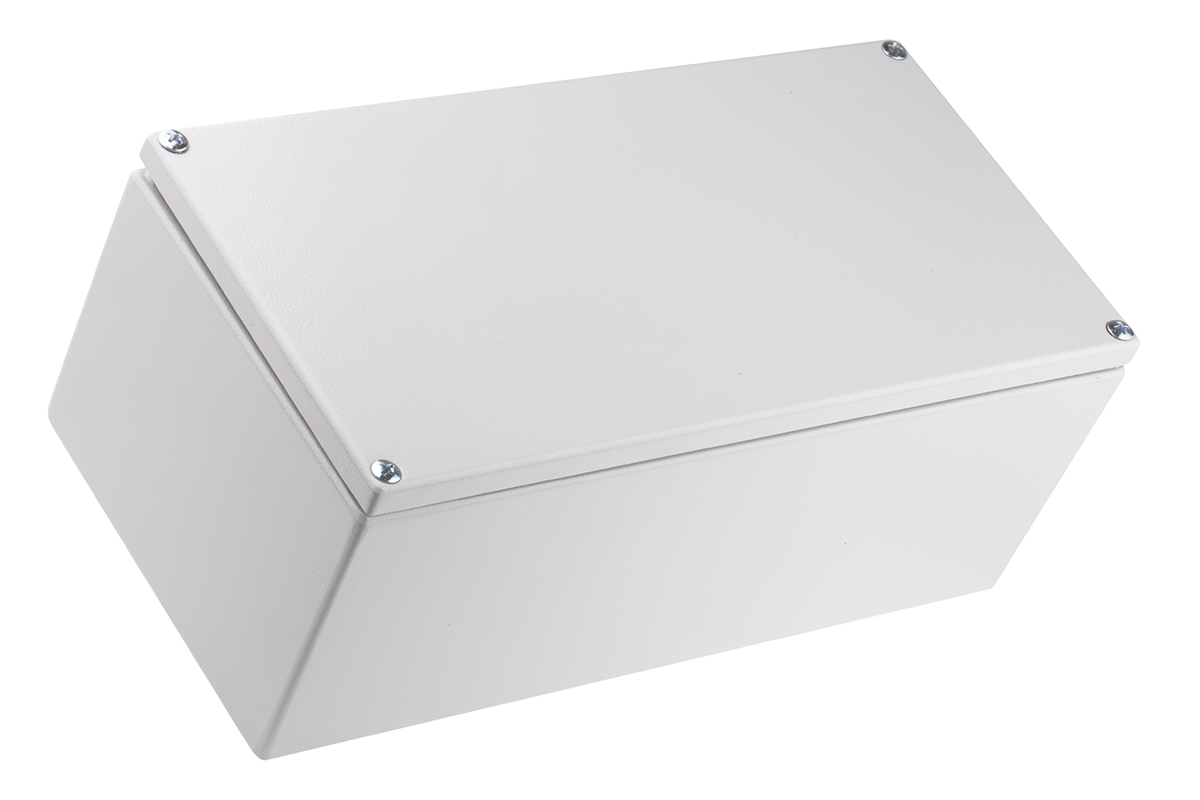 RS PRO Light Grey Mild Steel Terminal Box, IP66, 300 x 120 x 150mm