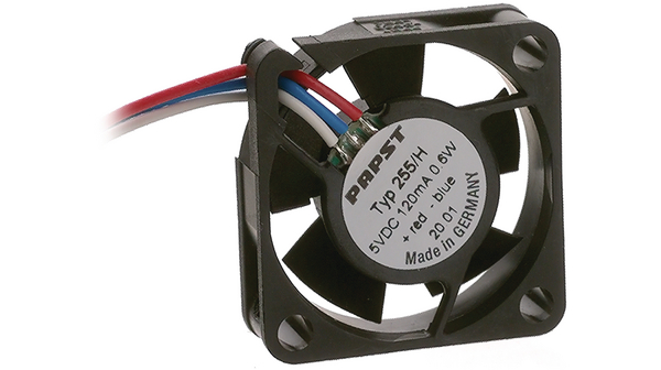 ebm-papst Axial Fan, 5 V dc, dc Operation, 4.6m³/h, 0.5 → 0.7W, IP20, 25 x 25 x 8mm