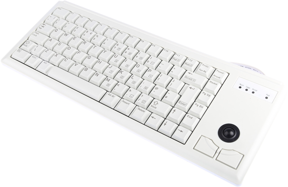 CHERRY Wired PS/2 Compact Trackball Keyboard, QWERTY (UK), Grey