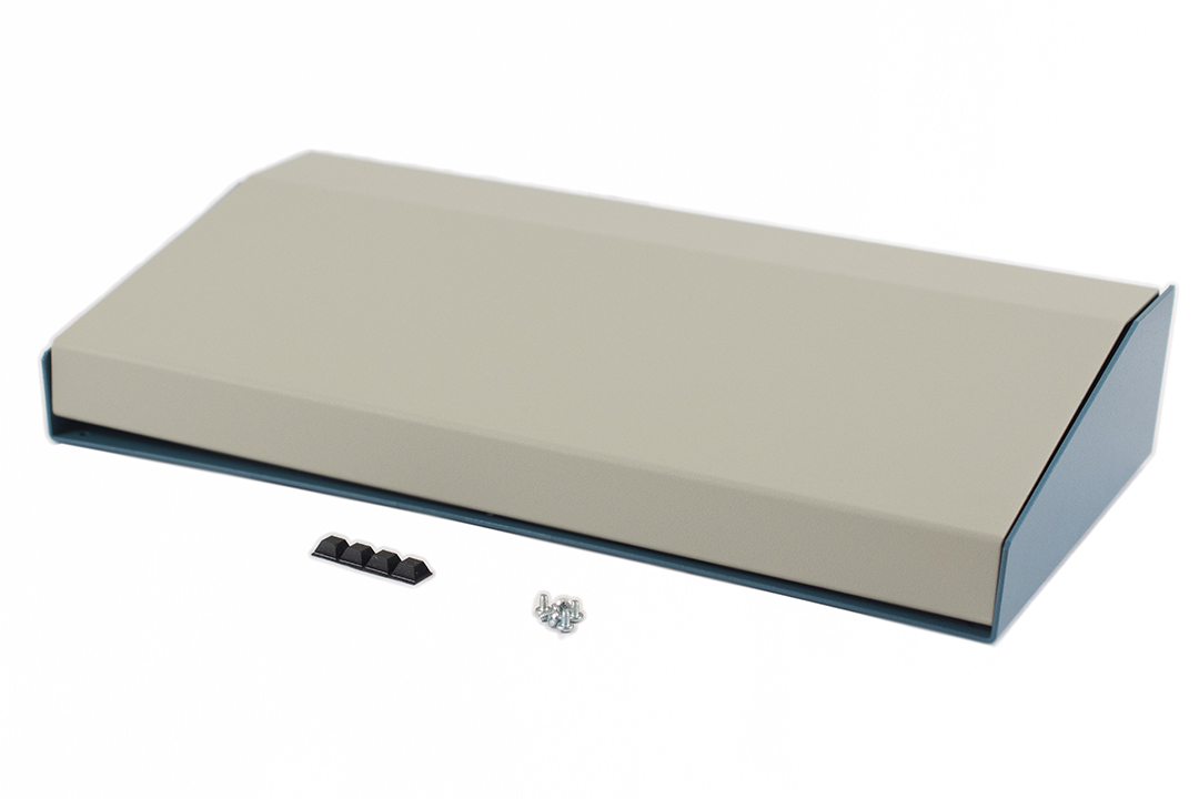 Hammond 1456 Series Blue Aluminium Aluminium Case, IP31, Flanged, Beige Lid, 211 x 432 x 76mm