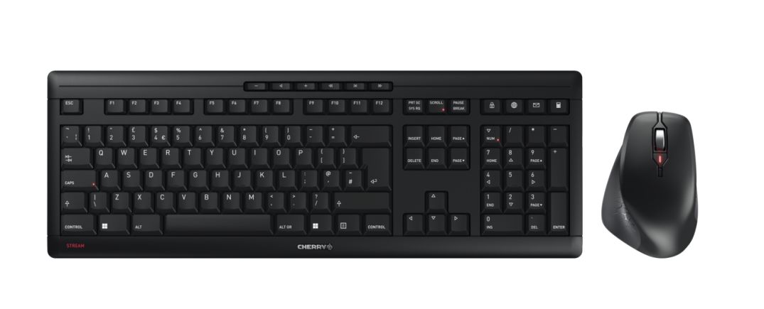 Cherry JD-8550GB-2 Wireless Ergonomic Keyboard & Mouse Set, QWERTY, Black