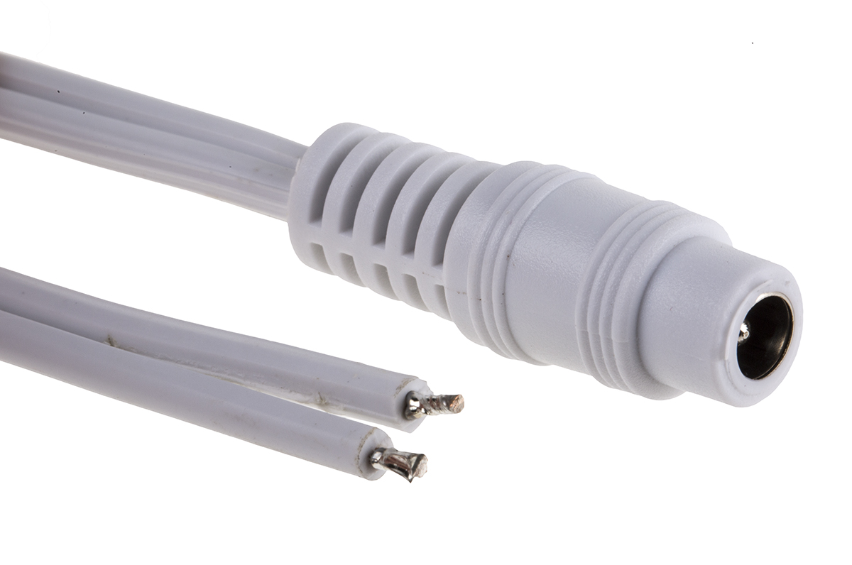RS PRO 2.1mm DC Power Socket to Unterminated Power Cord, 1.8m