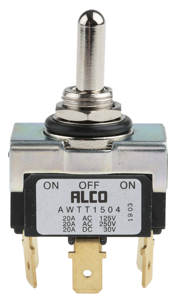 TE Connectivity Toggle Switch, Panel Mount, On-Off-(On), DPDT, Tab Terminal