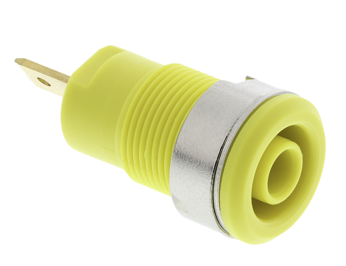 Staubli Yellow Female Banana Socket, 4 mm Connector, Tab Termination, 24A, 1000V, Gold Plating