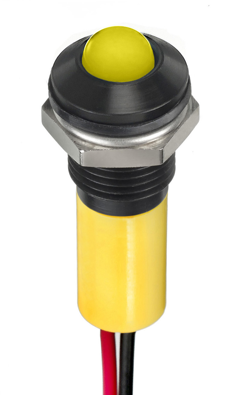 RS PRO Yellow Panel Mount Indicator, 2V dc, 8mm Mounting Hole Size, Lead Wires Termination, IP67