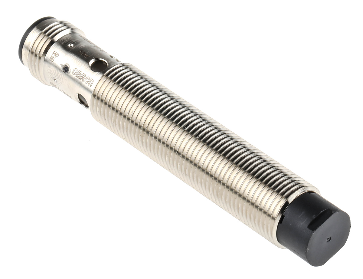 Omron Inductive Threaded Barrel Proximity Sensor, M12, 8 mm Detection, PNP NO, 12 → 24 V dc