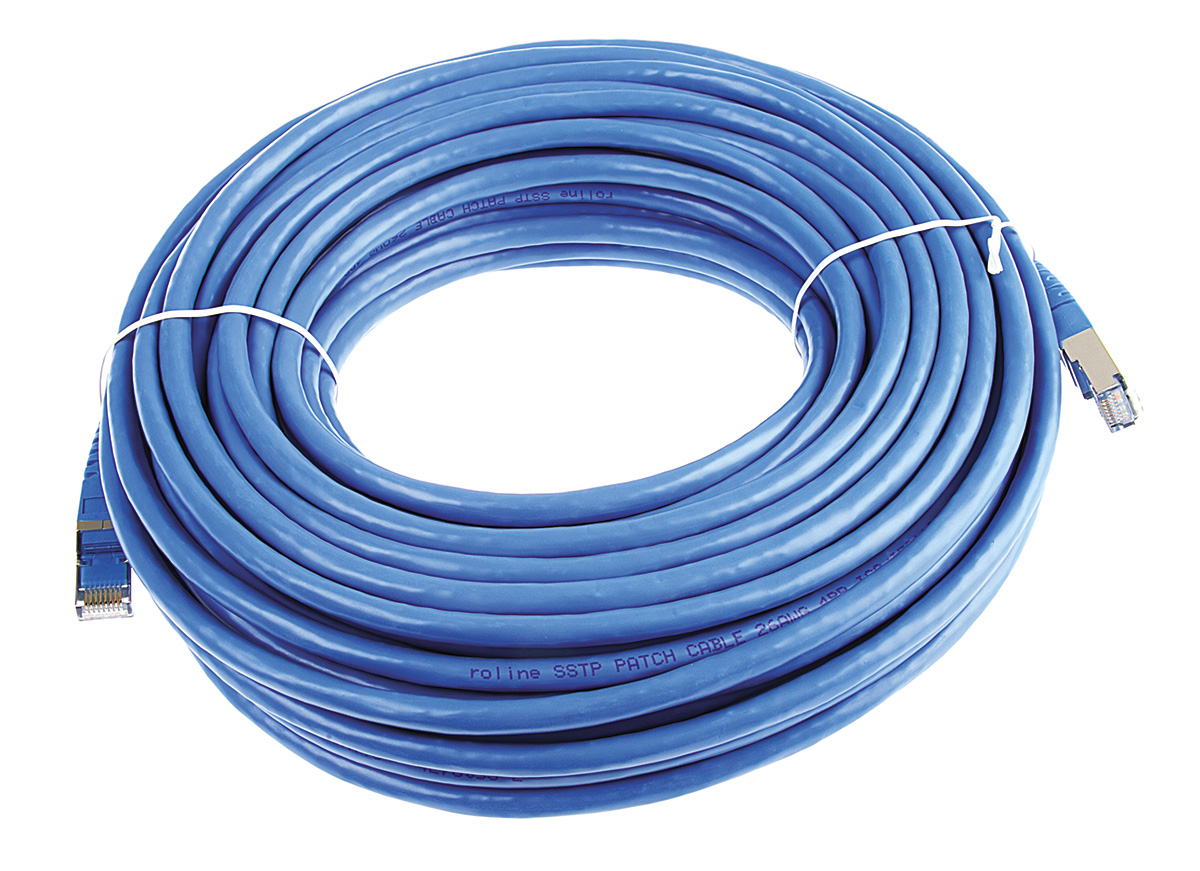 Roline, 20m Cat6, Blue RJ45 to Male RJ45 Male, S/FTP Shielded, Terminated PVC Sheath