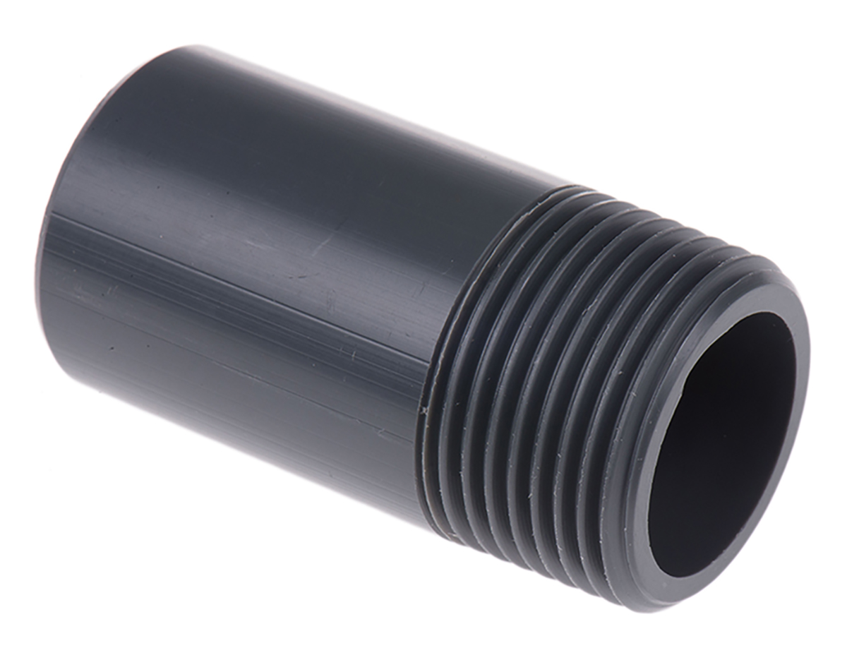 Georg Fischer Plastic Pipe Fitting, Straight Threaded Nipple, R 1in to Cement 1in